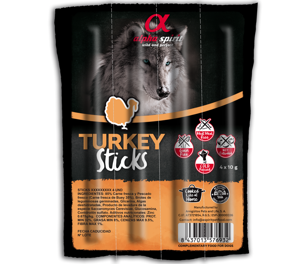 Alpha Spirit Bâtonnets De Dinde Ristra Pour Chien (4 Unités)