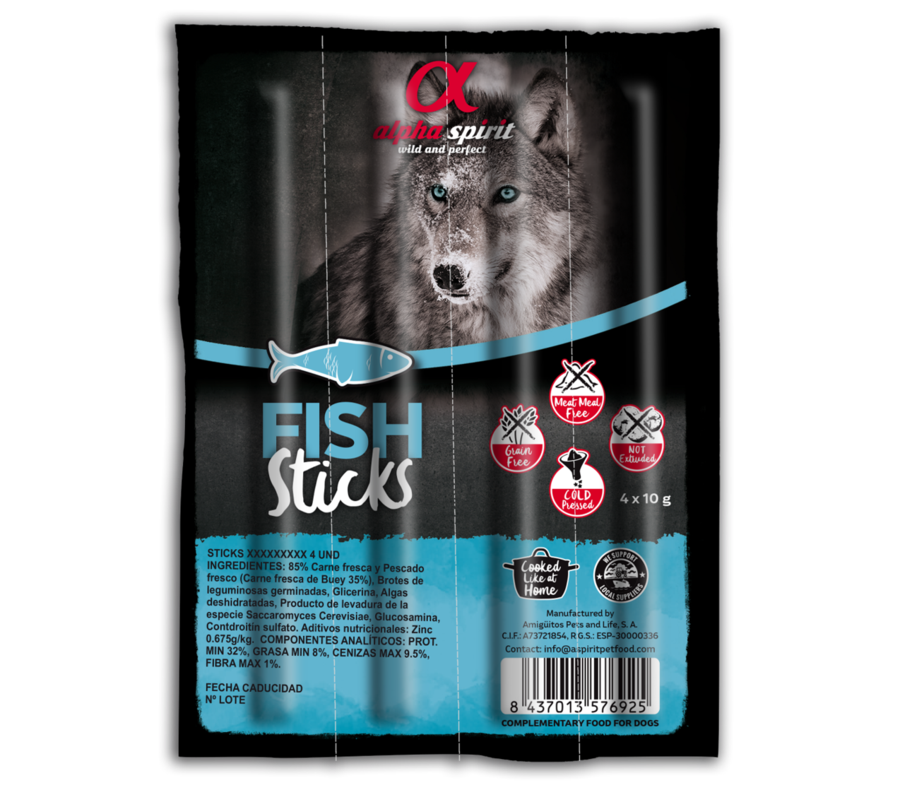 Alpha Spirit Bâtonnets De Poisson Ristra Pour Chien (4 Unités)