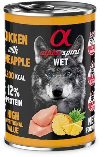 [ALPHD040005812] Alpha Spirit Can Chicken With Pineapple Dog 400G