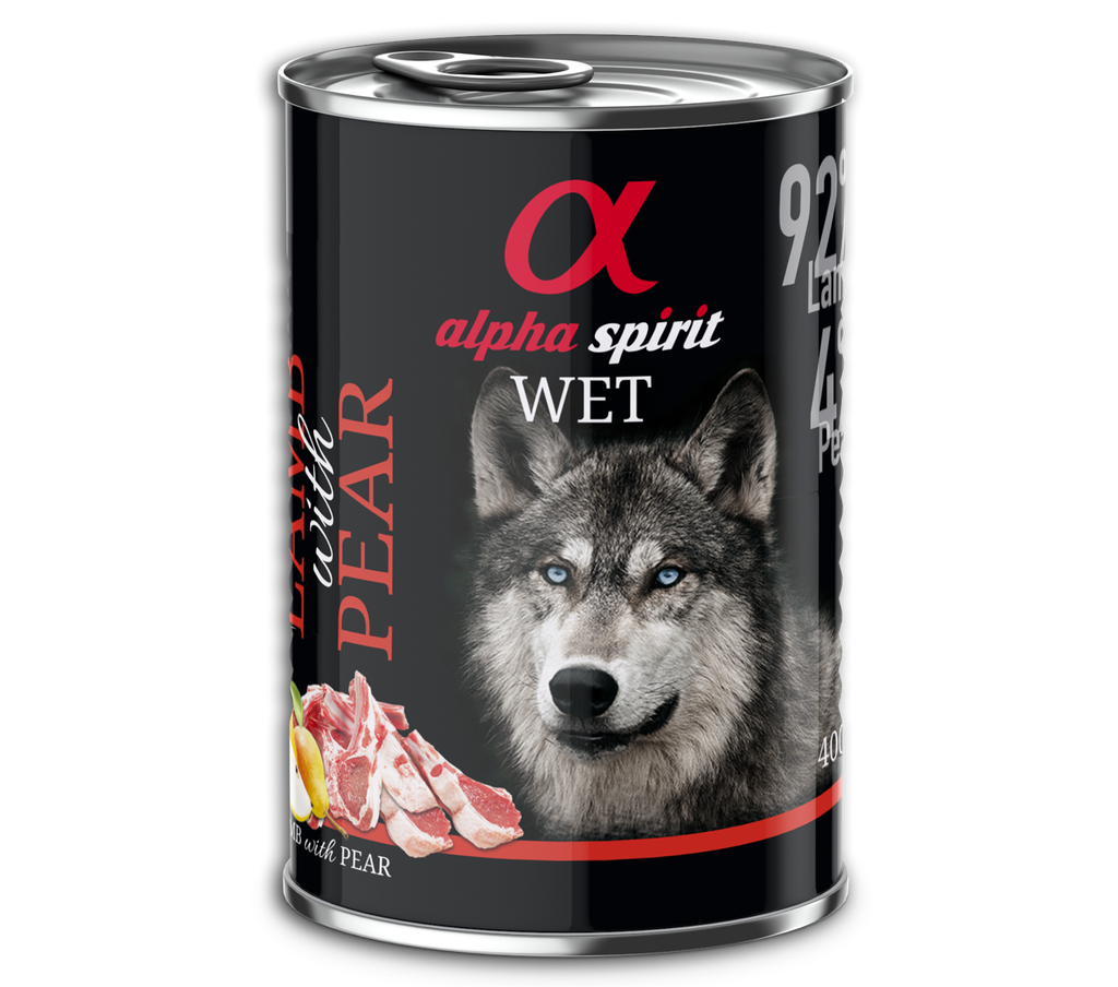 Alpha Spirit Can Lamb with pear dog 400g