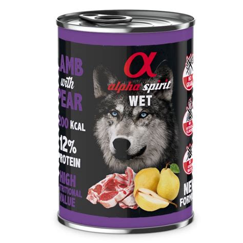 Alpha Spirit Can Lamb with pear dog 400g