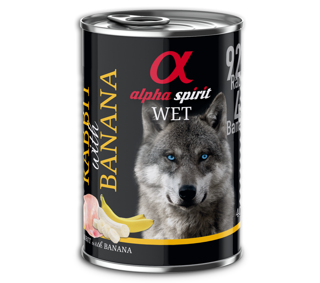 Alpha Spirit Can Rabbit with banana dog 400g