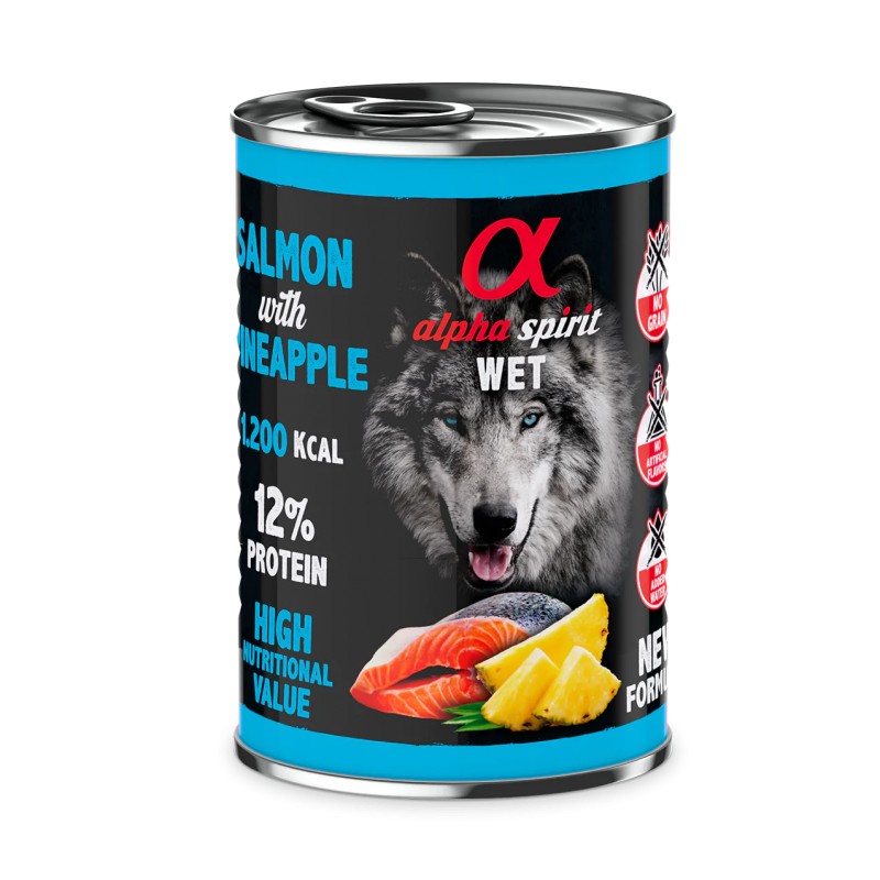 Alpha Spirit Can Salmon with pineapple dog 400g