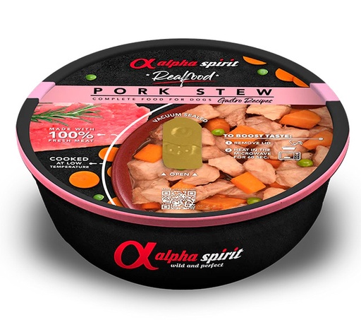 [ALPHD060611250] Alpha Spirit Dog Real Food Pork 280 g